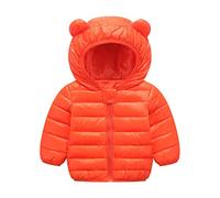 Bambino Bambino Ragazzi Inverno Manica Lunga Solido Cappotto Orecchie Orso Giacca Con Cappuccio Addensare Antivento Cerniera Calda Capispalla, Colore: arancione., 9-12 mesi