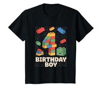 Bambino Birthday Boy Building Blocks Mattone Theme Party 4th Birthday Maglietta