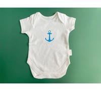 Bambino Body Manica Corta Miniblings Fatto Stampata a Mano Bianco Ancora Blu Tgl