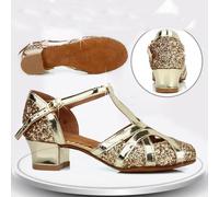 Bambino Brillantini Interno Danza Scarpe Tacco Alto Simil Camoscio Suola Ballo