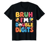 Bambino Bruh I'm Double Digits 10th Birthday Party 10 Year Old Boy Maglietta