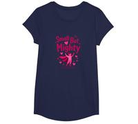 Bambino Cancro al Seno Piccolo ma Potente sostenitore Rosa Maglietta, Ragazze, Navy, L