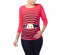 Bambino Che osserva Il Mondo - Simpatica graziosa T-Shirt Premaman Manica Lunga per la Gravidanza (Corallo, Large)