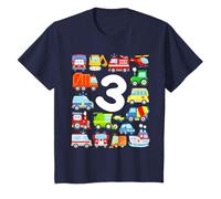Bambino Compleanno 3 Anni Auto Treno Barca Aereo Camion Bus Polizia Maglietta
