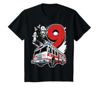 Bambino Compleanno 9 Anni Ragazzo Vigili del Fuoco io Sono 9 Maglietta