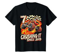 Bambino Compleanno Monster Truck Boy 7 Anni Crushing It Since 2019 Maglietta