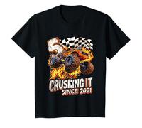 Bambino Compleanno Monster Truck Boys 5 Crushing It Since 2021 Bambini Maglietta