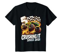 Bambino Compleanno Monster Truck Boys 5 Crushing It Since 2021 Bambini Maglietta