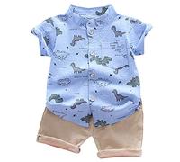 Bambino Completi Estivi,Tinta Unita Abbigliamento Set Dinosauro Stampa 2pcs Vestiti Bimbo Completini e Coordinati Gentiluomo Top Cotone Elasticizzato Righe Estive Conforto garantito Tutto Il Giorno