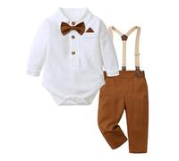 Bambino Completini Set Abiti Eleganti per Neonati Completo con Camicia Formale e Bretelle Tuta Fotografica per Bambini Piccoli Outfit per Occasioni Speciali e Ritratti