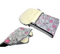 Bambino di Dreams * Kombi Pacchetto * Muff + SACCO A PELO 108 cm - Gufo $2 - in lana d' agnello per passeggino, Buggy, Ruota Ciondolo - Lana - Scaldamani