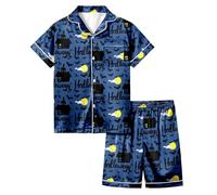 Bambino di Halloween Unisex Pigiama Divertente Abiti Casual per Adolescenti Semplice e Morbido Camicia Pantaloni Set Abbinato Comodo, Traspirante la casa, Relax Quotidiano