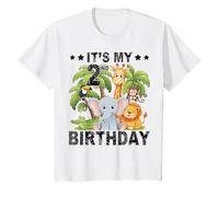 Bambino Divertente tema animali della giungla con scritta "It's My 2nd Birthday" Maglietta