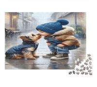 Bambino e bacio di cane Puzzle 1000 Pezzi In Incastro Perfetto, Un Premium Jigsaw Puzzle Per Art-terapia, Ideale Per Serata Giochi in Scatola, Regalo Per La Pensione 52x38cm/1000pcs