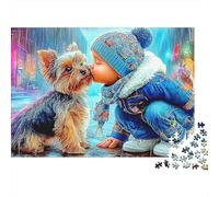 Bambino e Cane Puzzle 1000 Pezzi Puzzle per Adulti Carta Strada cittadina Relax Famiglia Decorazione Regalo 52x38cm/1000pcs
