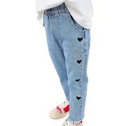Bambino Elastico In Vita Denim Pantaloni Pantaloni Jogger Pantaloni Per Unisex E Ragazze Pantaloni Dritti Per Ragazze Ragazze Adolescenti, Azzurro, 12-18 Monate