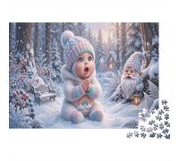 Bambino Elfo ArcobalenoPuzzle 1000 Pezzi Cartone Riciclato Attività Indoor Winter Gnome forestaleRelax Mentale Famiglia Adolescenti 12+, Regalo Amatori 70x50cm/1000pcs