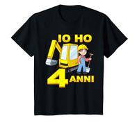 Bambino Escavatore 4 Compleanno Bambino Cantiere Figlio Io Ho 4 Anni Maglietta