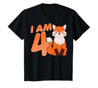 Bambino Festa per il 4° compleanno di I Am 4 Years Kids Cute Fox Maglietta
