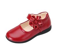 Bambino fiore di cuoio singolo morbido scarpe da ballo ragazze scarpe bambino principessa bambino pantofole bambini 21, Colore: rosso, 35 Big kid