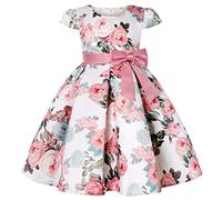 Bambino Fiori Stampe Floreali Manica corta Da Spiaggia Vestito Da Principessa Vestiti Calendario Avvento Storie 10 Anni, Colore: rosa., 8 anni