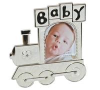 Bambino Foto Cornice “ Treno Forma ” Placcato Argento E Crema Epossidica Juliana