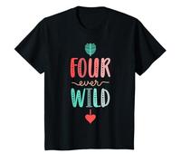 Bambino Four Ever Wild 4th birthday girl gift 4 year old Maglietta