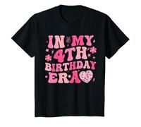 Bambino Groovy in My 4th Birthday Era Four 4 Years Disco Heart Maglietta