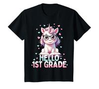 Bambino Hello First Grade - Simpatico unicorno rosa pastello, primo giorno di scuola Maglietta