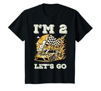 Bambino Im 2 Lets Go Race Car Flag 2 ° Compleanno Ragazzi Bambini Maglietta
