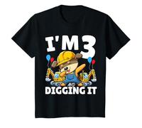 Bambino I'm 3 And Digging It 3rd Birthday Dabbing Dog Excavator Boy Maglietta