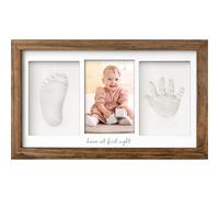 Bambino Impronta di mano Ricordo Kit - Cornice per foto con stampe per neonati - Kit artistici con memoria della scuola materna - Baby doccia Cornici per ragazze, ragazzi (Medium Oak)