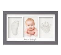 Bambino Impronta di mano Ricordo Kit - Cornice per foto con stampe per neonati - Kit artistici con memoria della scuola materna - Baby doccia Cornici per ragazze, ragazzi (Gunmetal Gray)