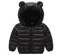 Bambino Inverno Giacche Cappotto con Cappuccio Ragazzi Ragazze Leggero Giubbotti Nero 2-3 Anni