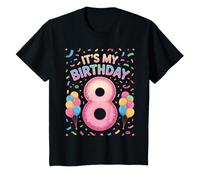 Bambino It’s My Birthday Age 8 Colorful Balloon Confetti Theme Maglietta