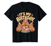 Bambino It's My 4th Birthday Capybara 4 Anni Maglietta