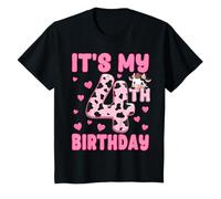 Bambino It's My 4th Birthday Girl 4yr Cute Farm Mucca Quattro 4 Anni Maglietta