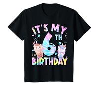 Bambino It's My 6th Birthday Bubble Boba Tea Party 6 Anni Ragazza Maglietta