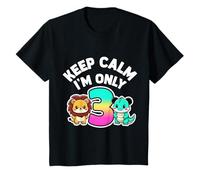 Bambino Keep Calm I'm Only 3 Funny 3rd Birthday Boys Girls Maglietta