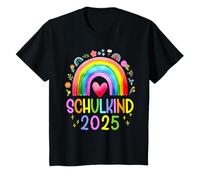 Bambino Kinder Schulkind 2025 Regenbogen Mädchen Einschulung Maglietta