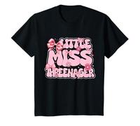 Bambino Little Miss Threenager - Fiocco rosa per 3° compleanno, per bambina Maglietta
