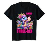 Bambino Maglietta con dinosauro Roar I'm A Three Rex Birthday Girl (3 anni) Maglietta