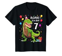 Bambino Maglietta di compleanno 7 anni ragazzo dinosauro dinosauro Dino Ich bin 7 Maglietta