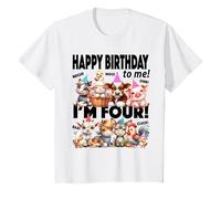 Bambino Maglietta per 4° compleanno con animali della fattoria - I'm Four Happy Barnyard Party Maglietta