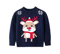 Bambino Maglione di Natale Felpa a Maglia per ragazzi invernale Pullover lavorato a maglia per ragazzi in cotone di cervo Abbigliamento 2-3 Anni Blu