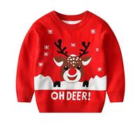 Bambino Maglione di Natale Felpa a Maglia per ragazzi invernale Pullover lavorato a maglia per ragazzi in cotone di cervo Abbigliamento 4-5 Anni Rosso