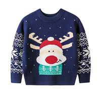 Bambino Maglione di Natale Felpa a Maglia per ragazzi invernale Pullover lavorato a maglia per ragazzi in cotone di cervo Abbigliamento 5-6 Anni Blu