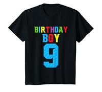Bambino Master Builder 9th Birthday Boy 9 Nine Year Building Bricks Maglietta
