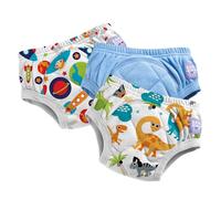 Bambino Mio - Pantaloni da apprendimento per bambini piccoli, confezione da 3, 3 - 4 anni, astronauti e dinosauri blu - ragazzi - riutilizzabili, lavabili - ragazza e ragazzo - motivo punto croce