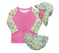 Bambino Mio, Set da nuoto per bambini piccoli riutilizzabili con protezione UPF 40+ (2 a 3 anni & FRUTTA SUCCOSA) | Include: 1 pannolino da bagno, 1 maglietta da bagno, 1 cuffia
